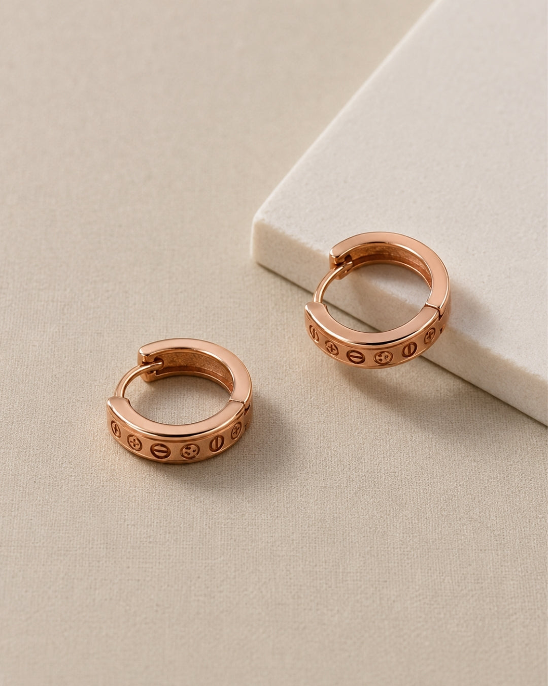 Rosé Orbit Huggie Hoop Earrings