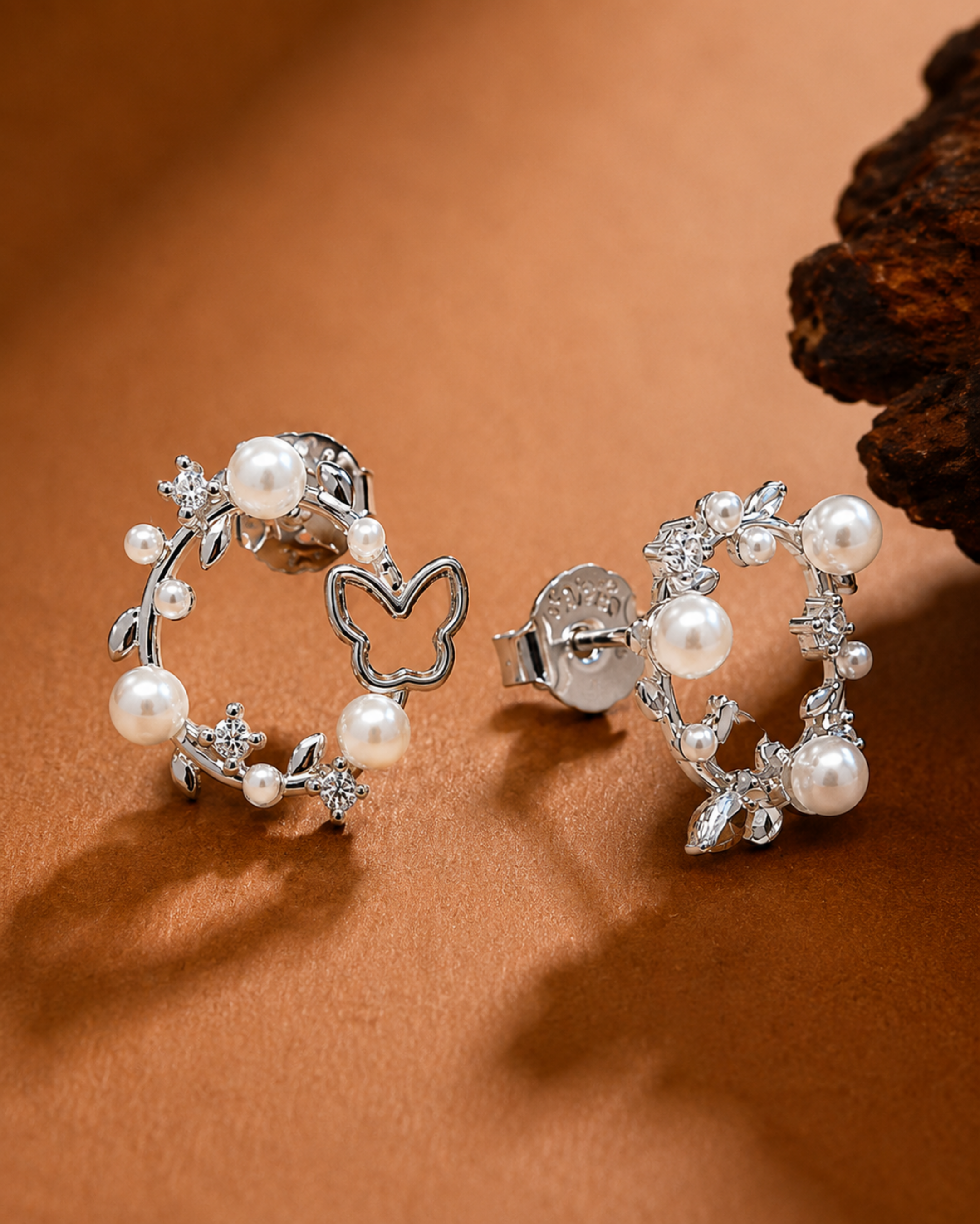 Butterfly Pearl Bloom Stud Earrings