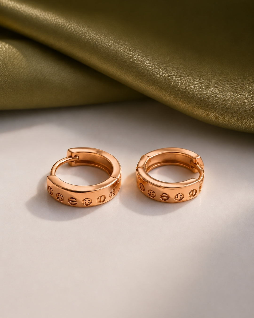 Rosé Orbit Huggie Hoop Earrings