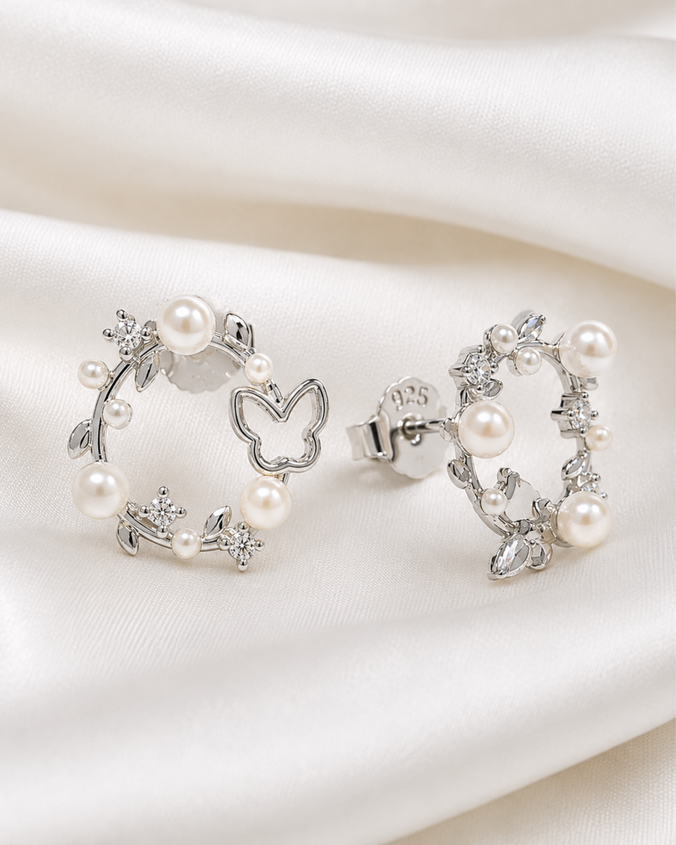 Butterfly Pearl Bloom Stud Earrings
