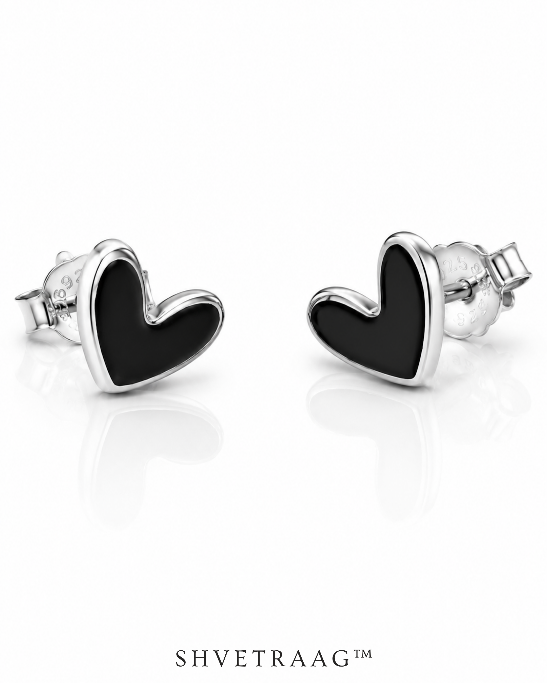Midnight Heart Stud Earrings