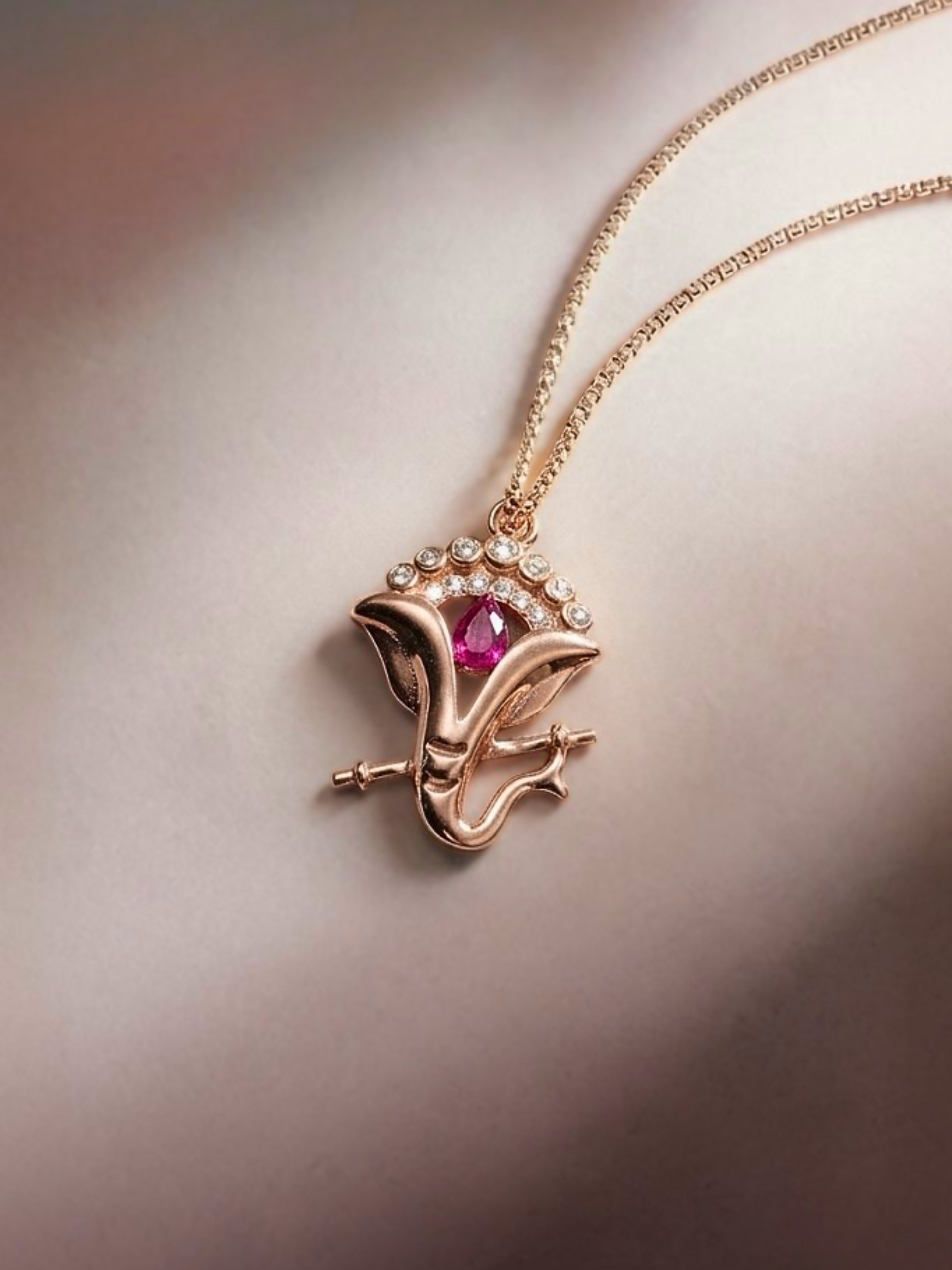 Divine Ganesha Ruby Pendant Necklace