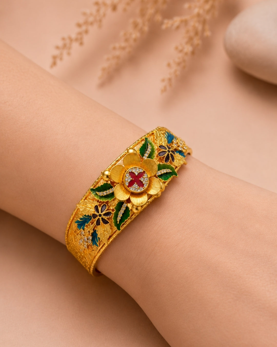 Regal Bloom Floral Statement Bracelet