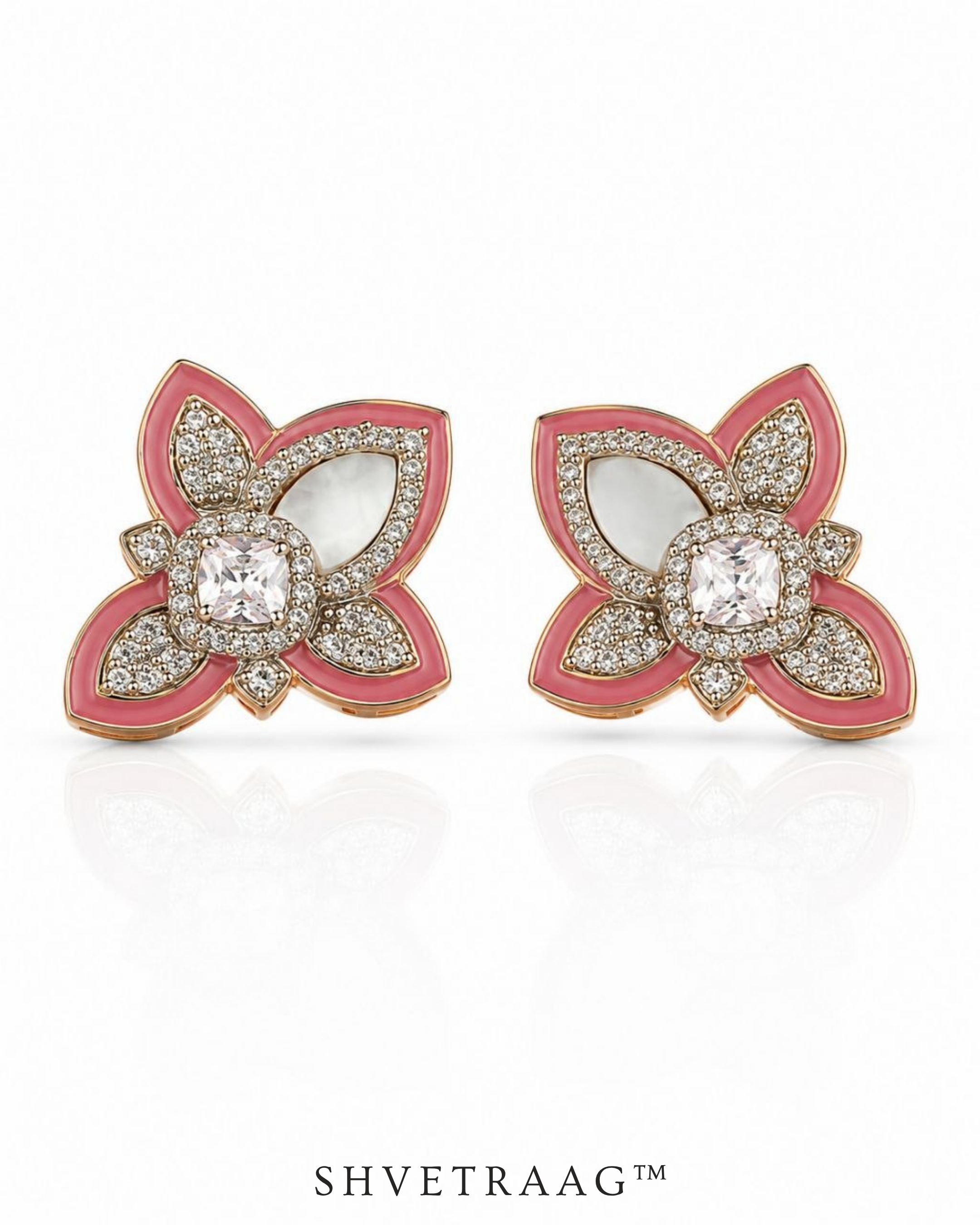 Blush Petal Mother of Pearl Floral Stud Earrings