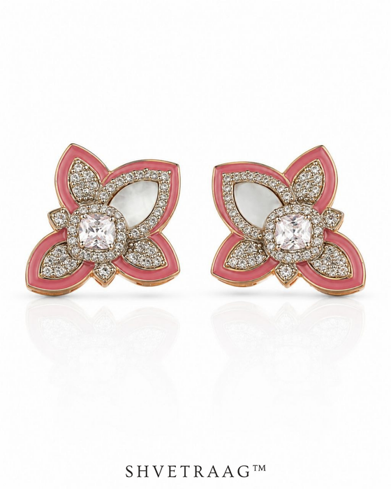Blush Petal Mother of Pearl Floral Stud Earrings