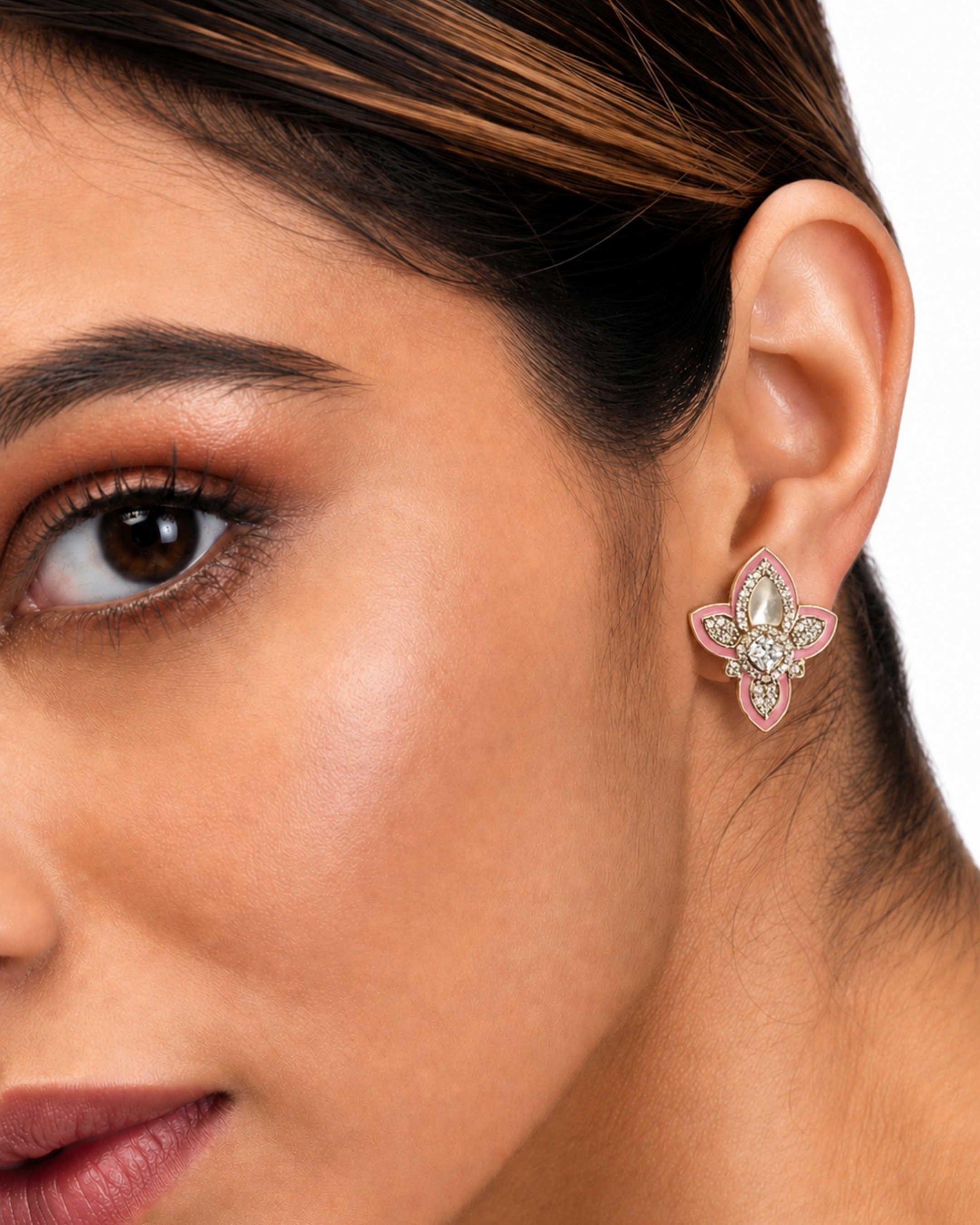 Blush Petal Mother of Pearl Floral Stud Earrings