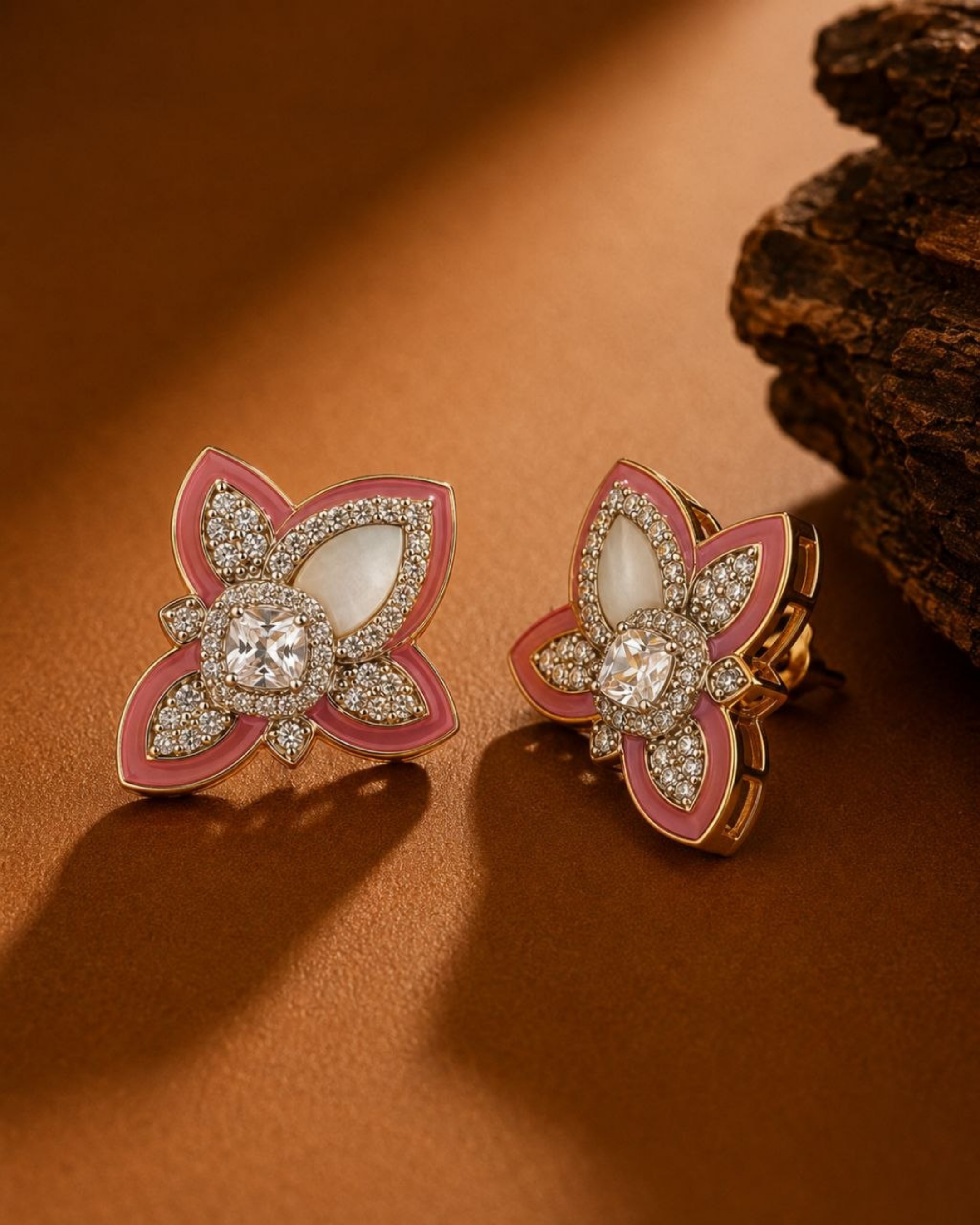 Blush Petal Mother of Pearl Floral Stud Earrings