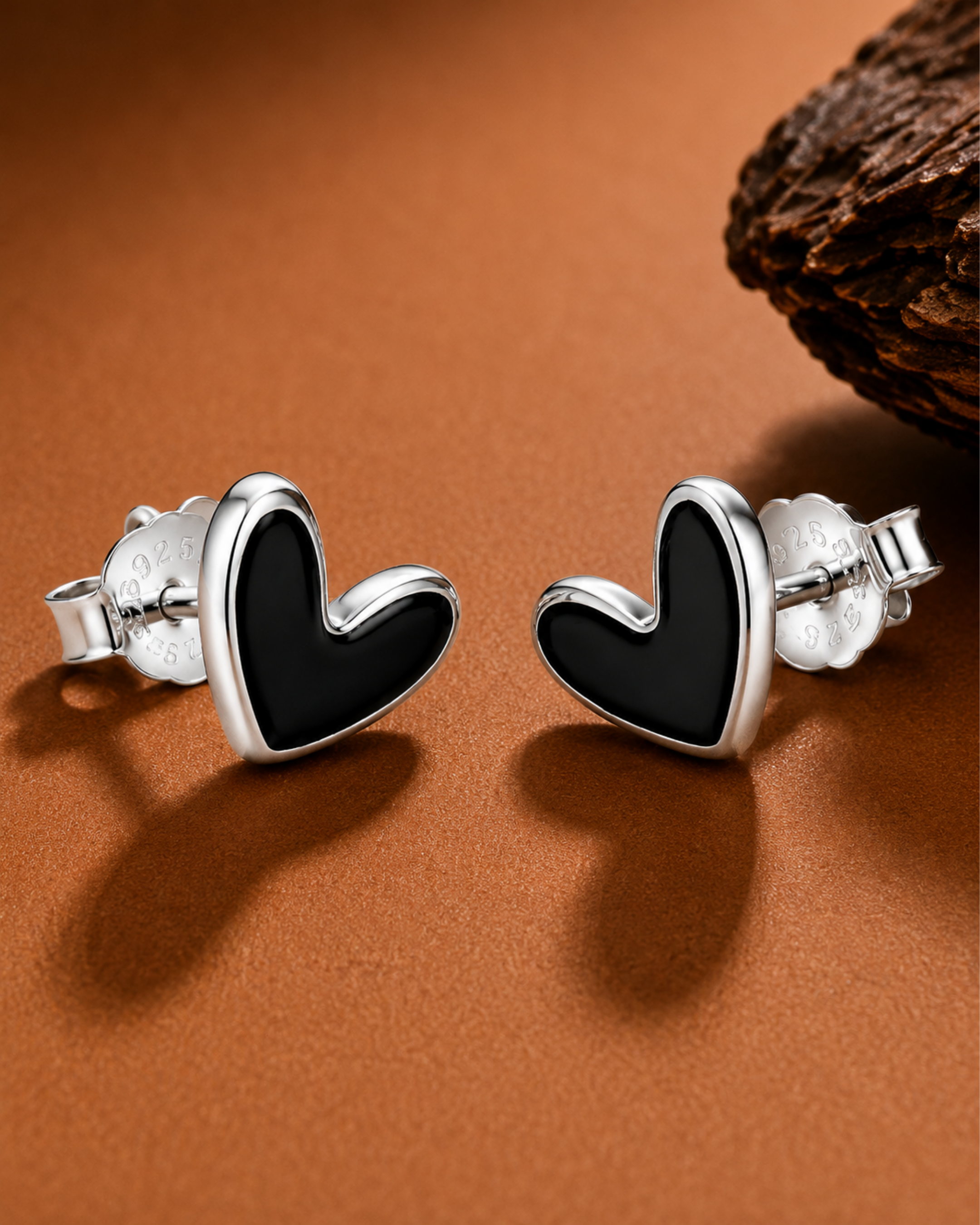 Midnight Heart Stud Earrings