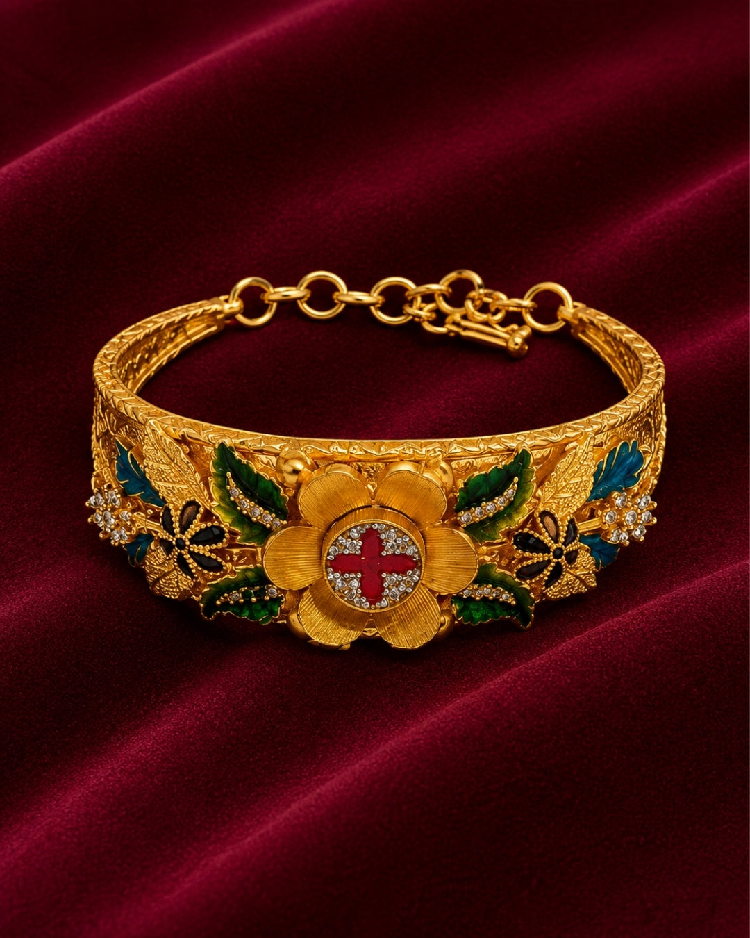 Regal Bloom Floral Statement Bracelet