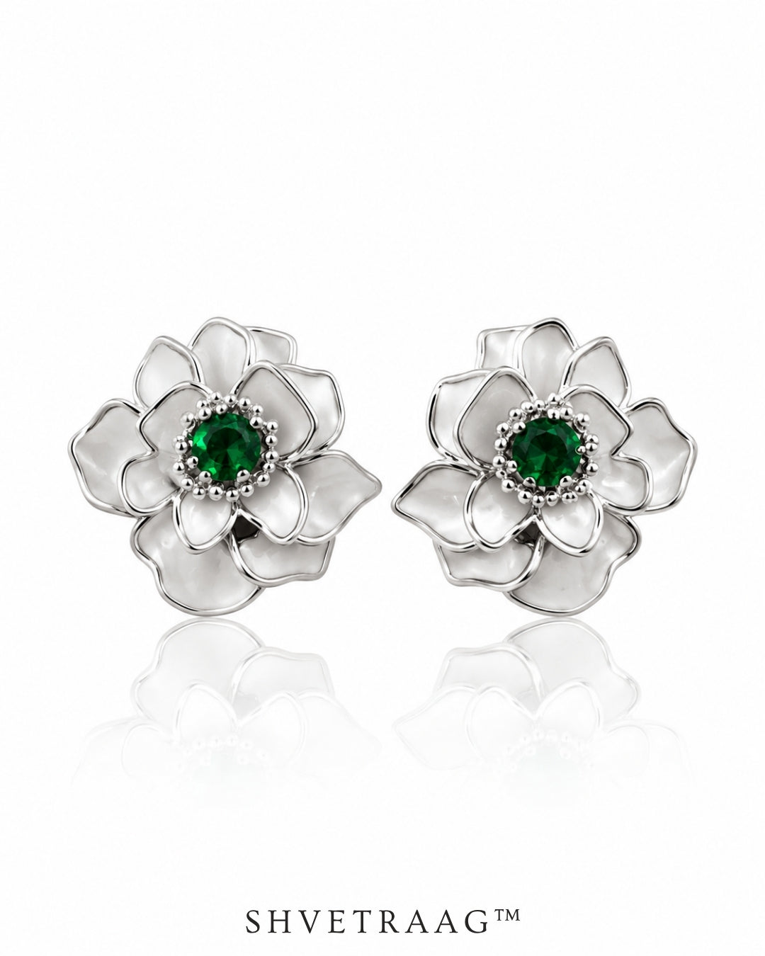 Emerald Bloom Floral Hoop Earrings