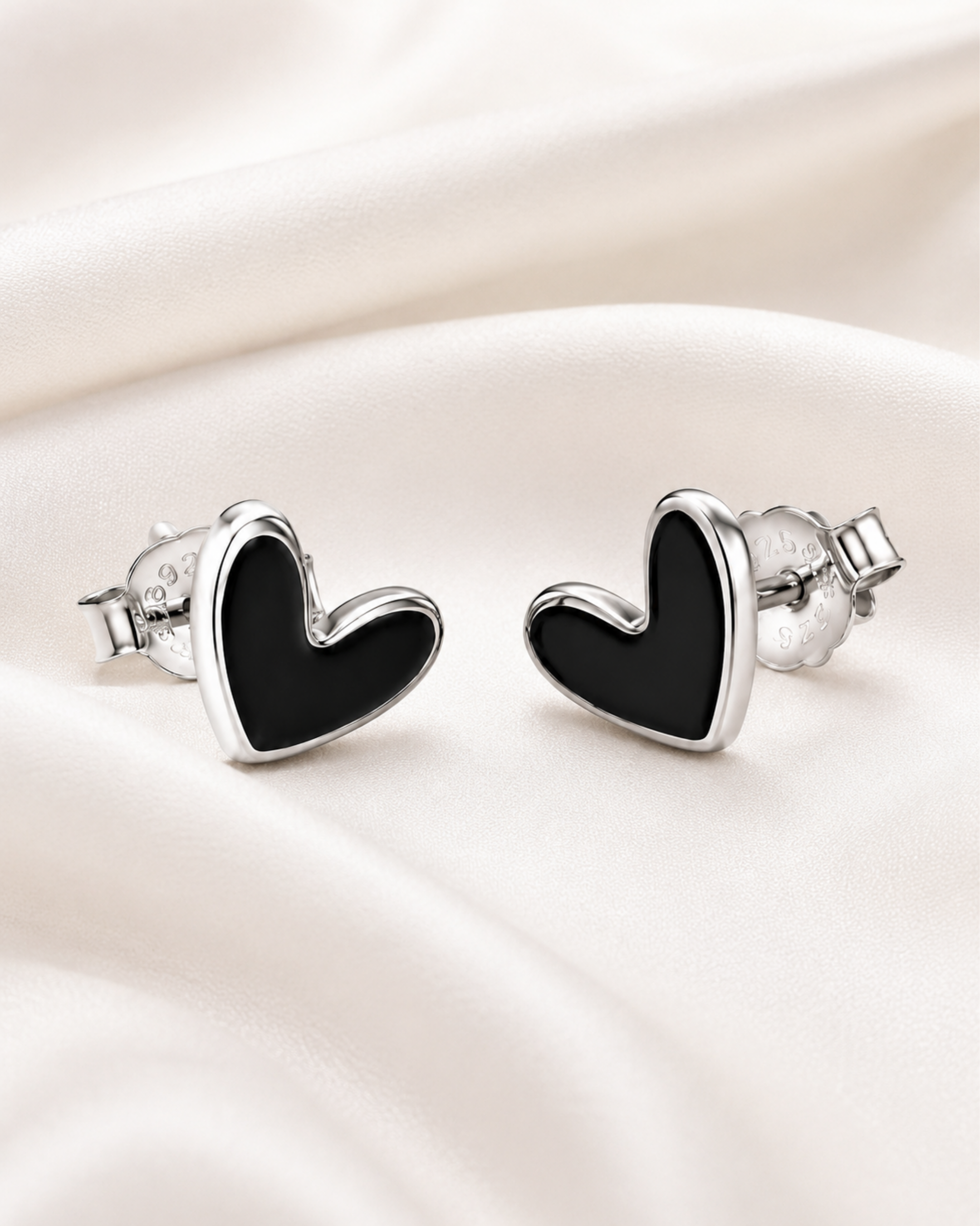 Midnight Heart Stud Earrings