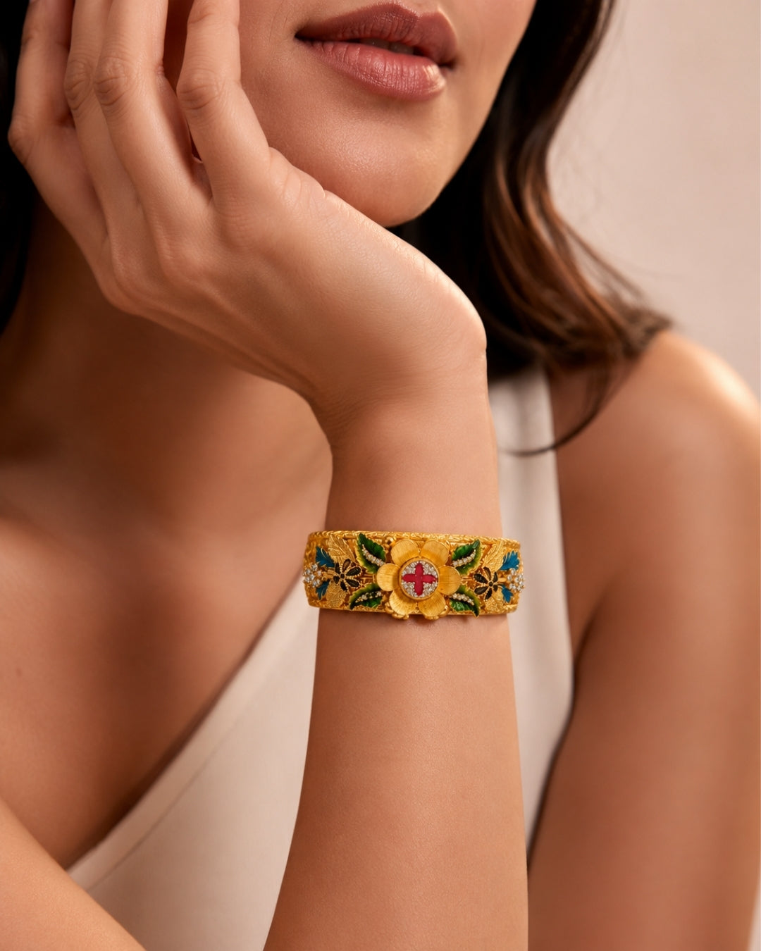 Regal Bloom Floral Statement Bracelet