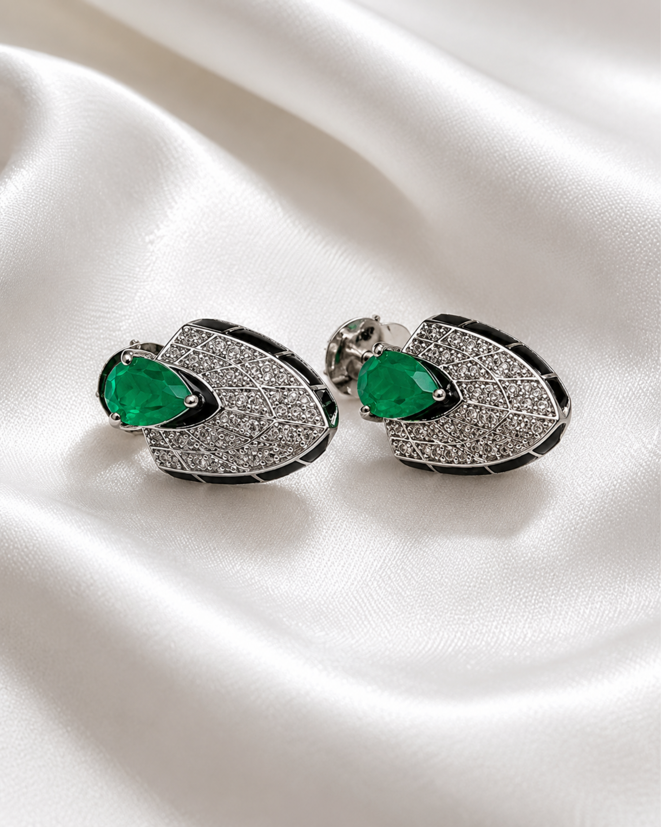 Verdant Royale Silver Statement Stud Earrings