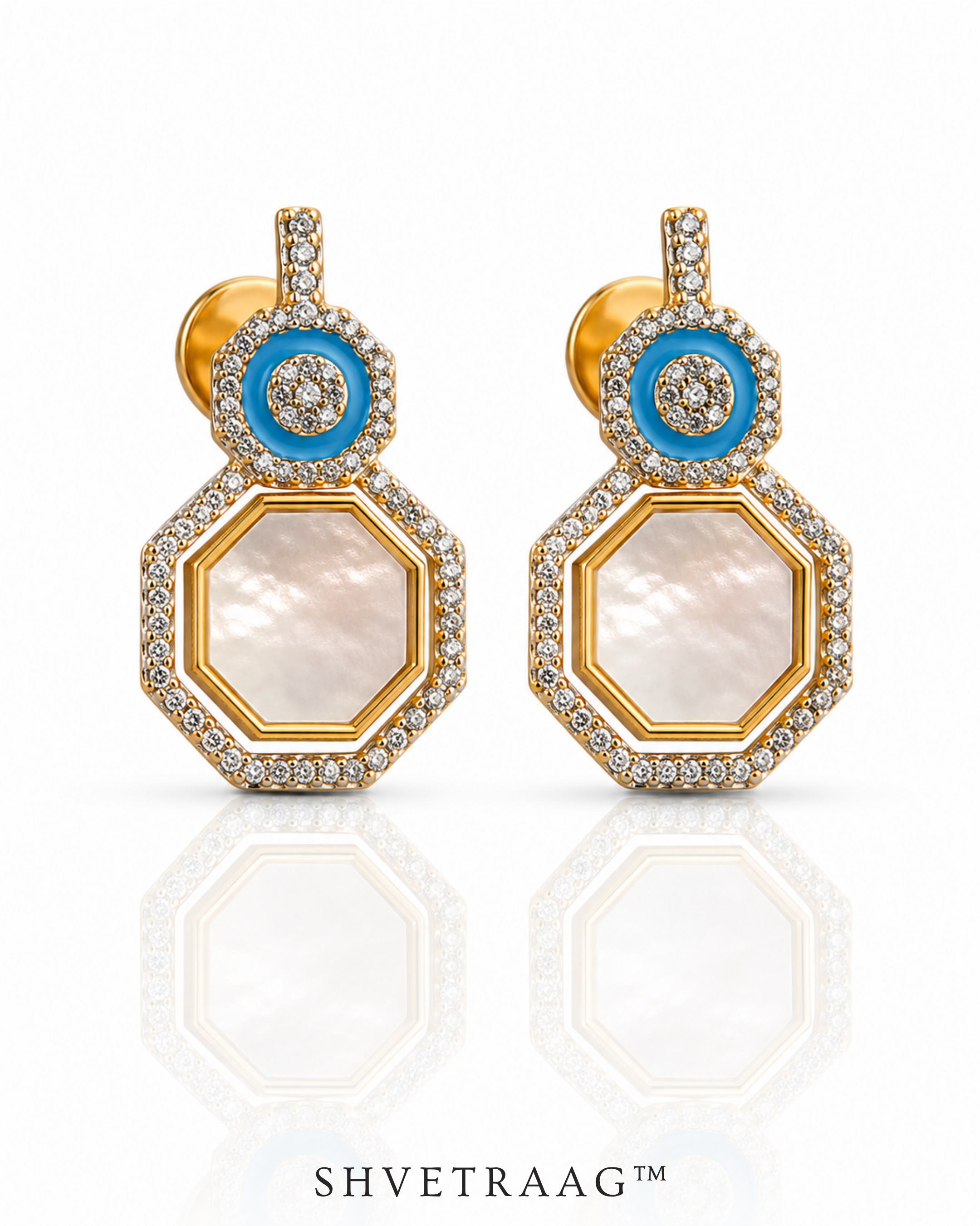 Azure Halo Mother of Pearl Statement Earrings