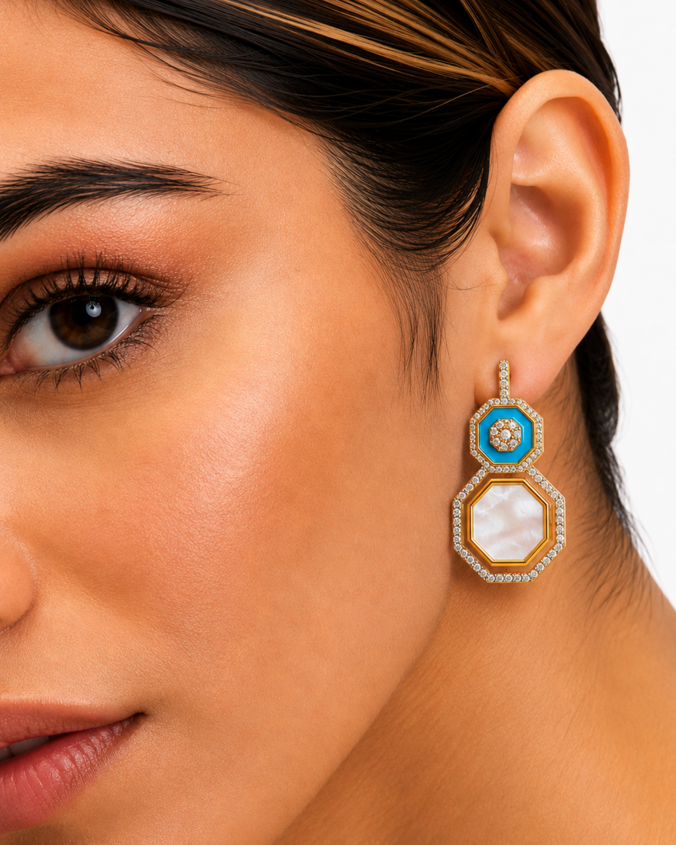Azure Halo Mother of Pearl Statement Earrings