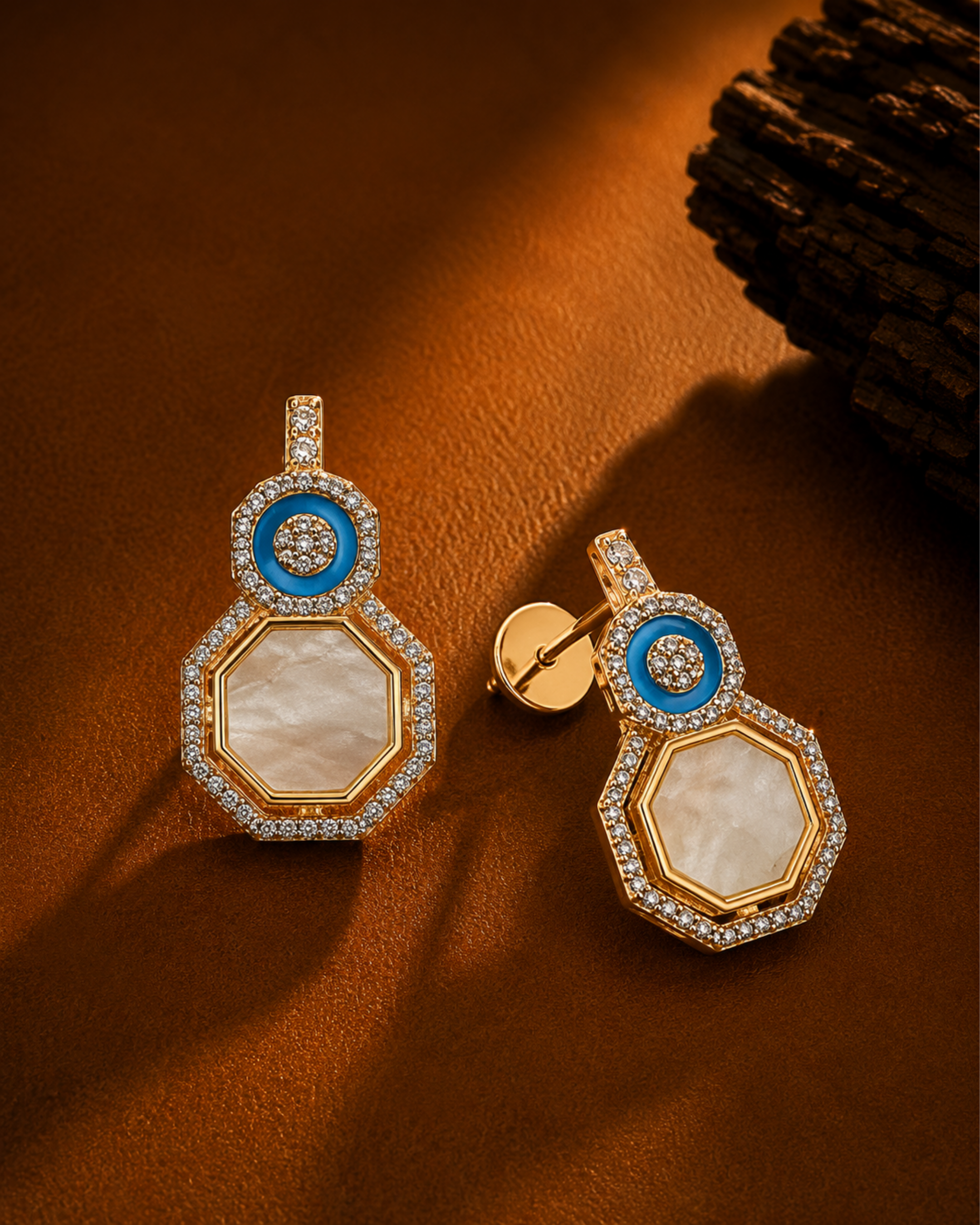 Azure Halo Mother of Pearl Statement Earrings