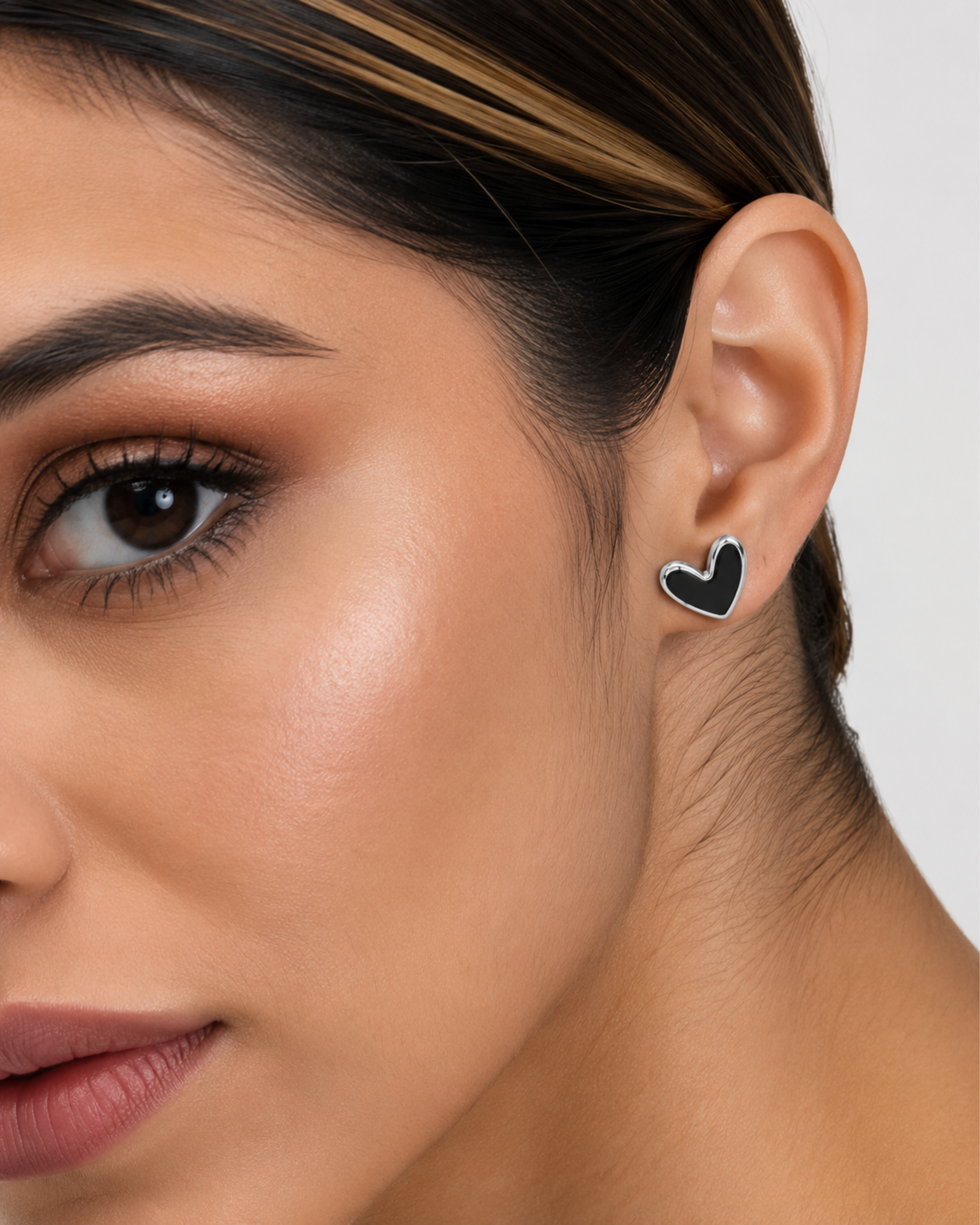 Midnight Heart Stud Earrings