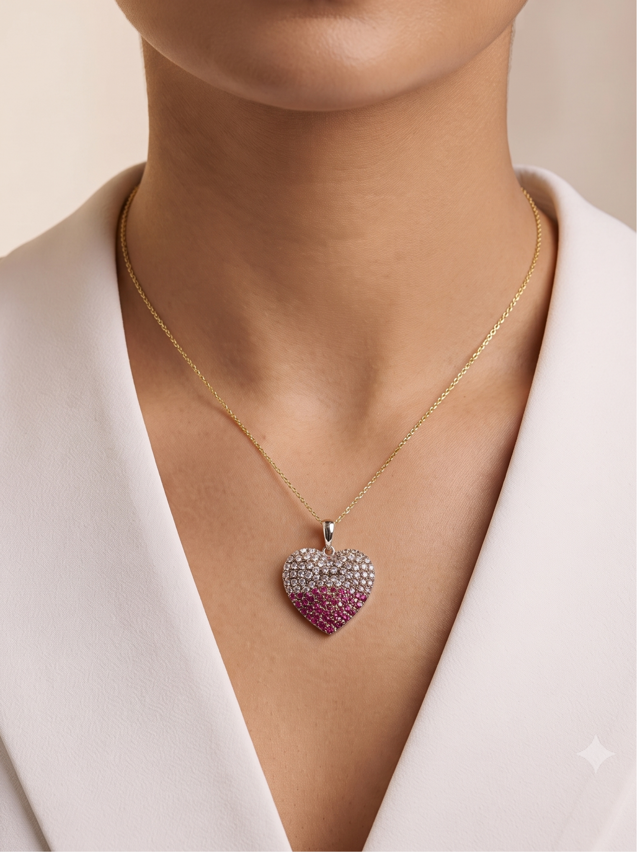 Pink Crystal Heart Pendant