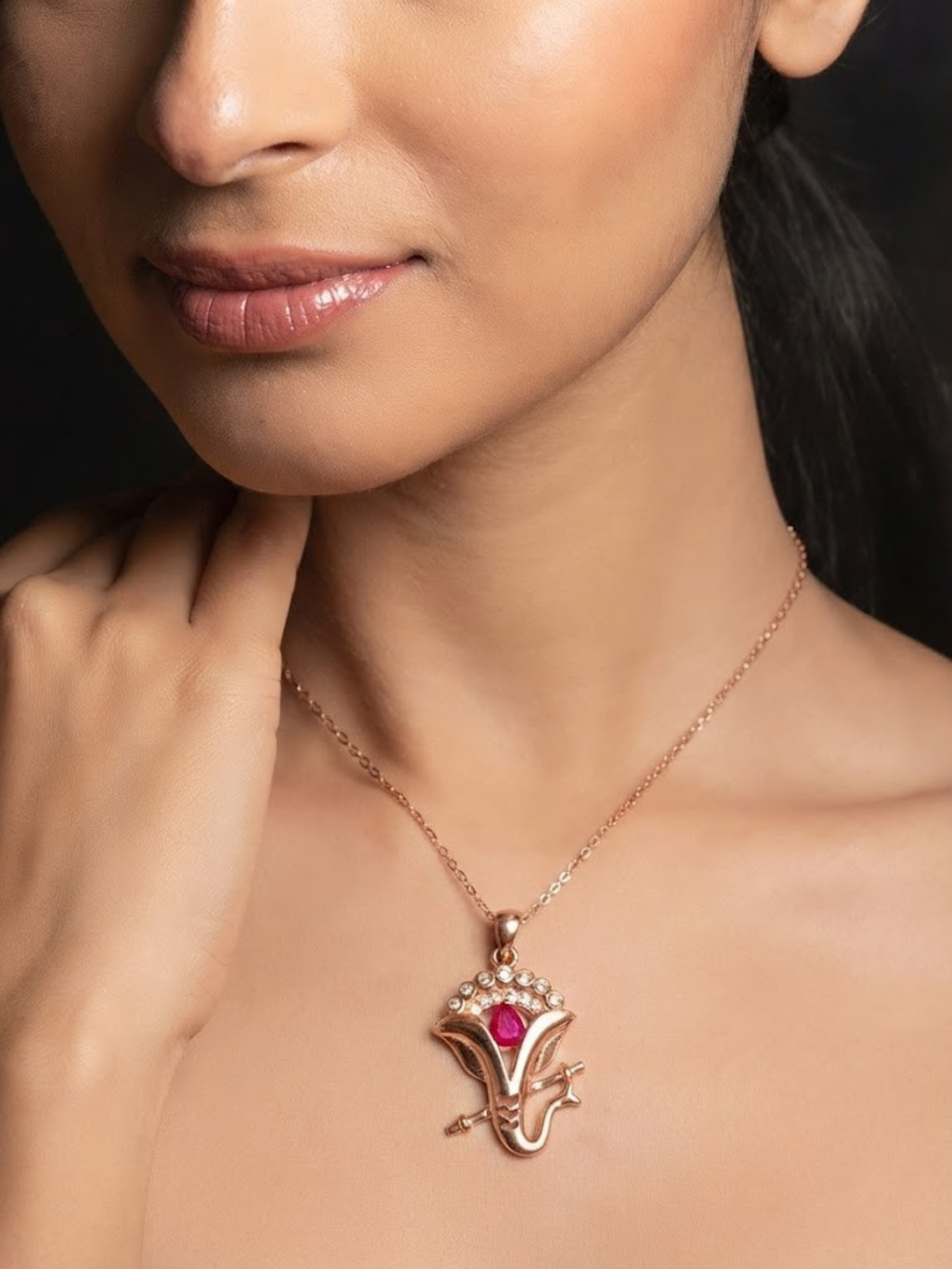 Divine Ganesha Ruby Pendant Necklace